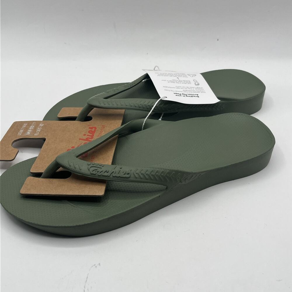 Archies Flip Flops Sandals Unisex Olive Green Arch Support Sz US M 7 W 8 NWT - Picture 6 of 8